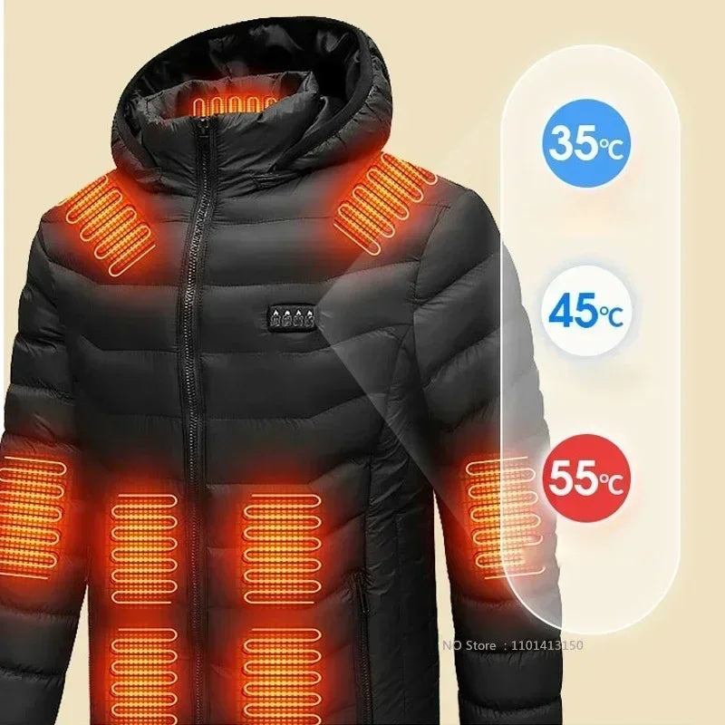 Blouson Chauffant USB - Parka Hivernale Chauffante avec 23 Zones de Chauffage