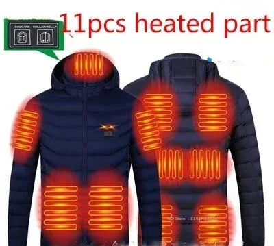 Blouson Chauffant USB - Parka Hivernale Chauffante avec 23 Zones de Chauffage