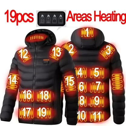 Blouson Chauffant USB - Parka Hivernale Chauffante avec 23 Zones de Chauffage