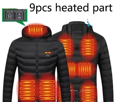 Blouson Chauffant USB - Parka Hivernale Chauffante avec 23 Zones de Chauffage