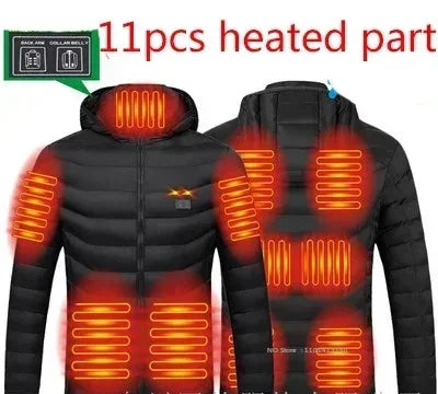 Blouson Chauffant USB - Parka Hivernale Chauffante avec 23 Zones de Chauffage